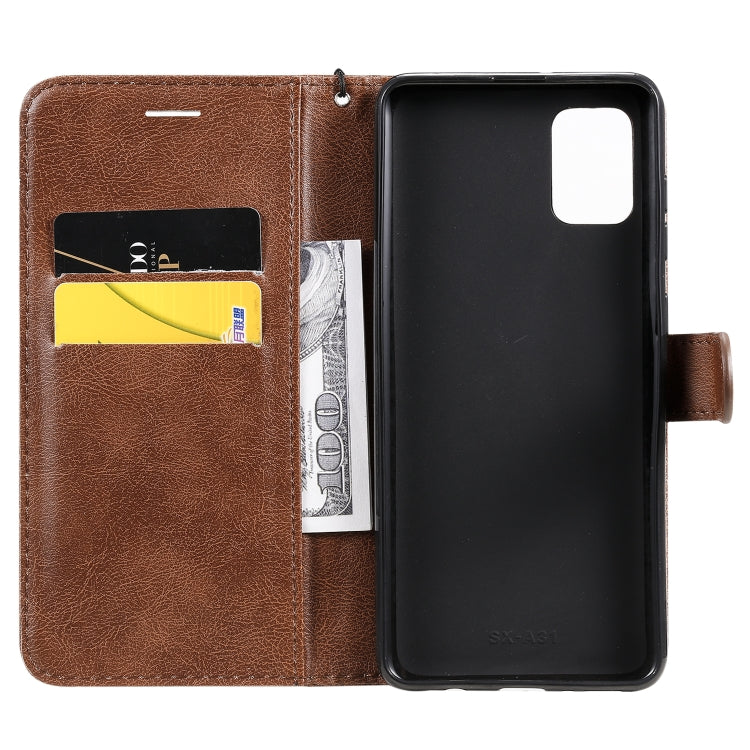For Samsung Galaxy A31 Solid Color Horizontal Flip Protective Leather Case with Holder & Card Slots & Wallet & Photo Frame & Lanyard