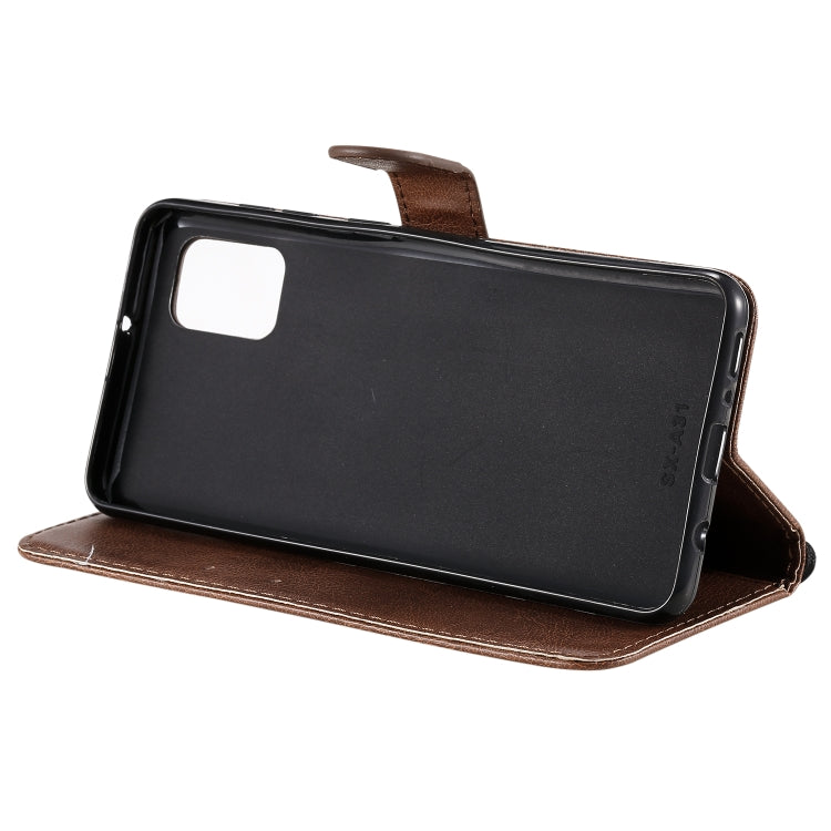For Samsung Galaxy A31 Solid Color Horizontal Flip Protective Leather Case with Holder & Card Slots & Wallet & Photo Frame & Lanyard