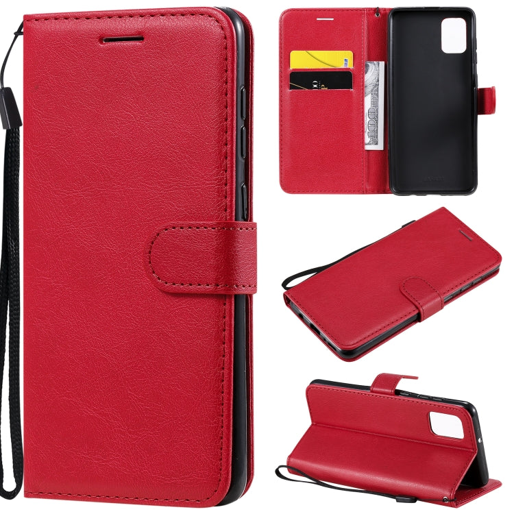 For Samsung Galaxy A31 Solid Color Horizontal Flip Protective Leather Case with Holder & Card Slots & Wallet & Photo Frame & Lanyard