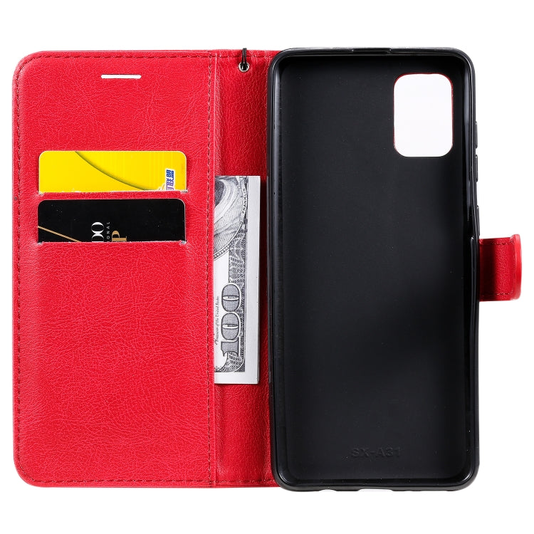 For Samsung Galaxy A31 Solid Color Horizontal Flip Protective Leather Case with Holder & Card Slots & Wallet & Photo Frame & Lanyard