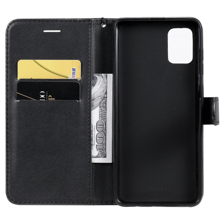 For Samsung Galaxy A31 Solid Color Horizontal Flip Protective Leather Case with Holder & Card Slots & Wallet & Photo Frame & Lanyard
