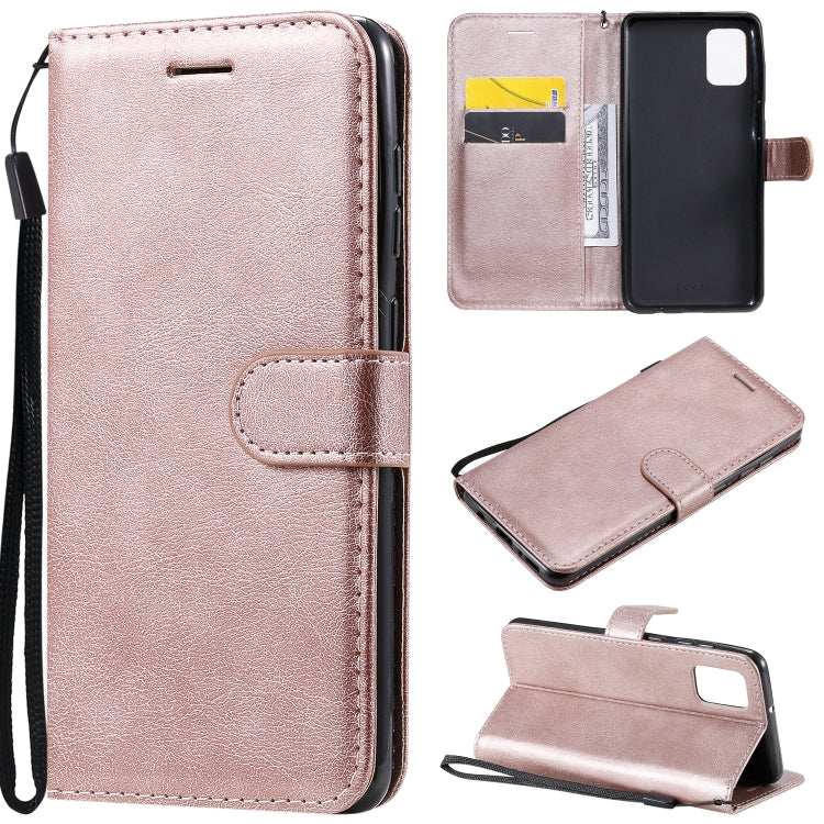 For Samsung Galaxy A31 Solid Color Horizontal Flip Protective Leather Case with Holder & Card Slots & Wallet & Photo Frame & Lanyard