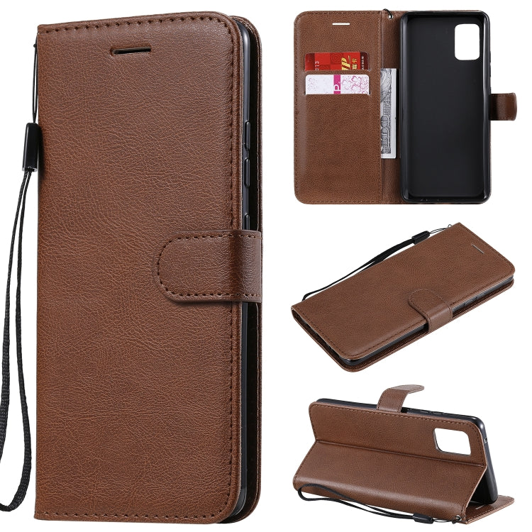 For Samsung Galaxy A51 5G Solid Color Horizontal Flip Protective Leather Case with Holder & Card Slots & Wallet & Photo Frame & Lanyard