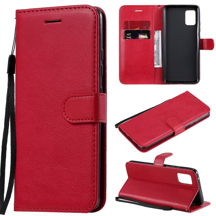 For Samsung Galaxy A51 5G Solid Color Horizontal Flip Protective Leather Case with Holder & Card Slots & Wallet & Photo Frame & Lanyard