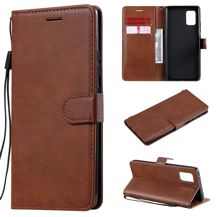 For Samsung Galaxy A71 5G Solid Color Horizontal Flip Protective Leather Case with Holder & Card Slots & Wallet & Photo Frame & Lanyard