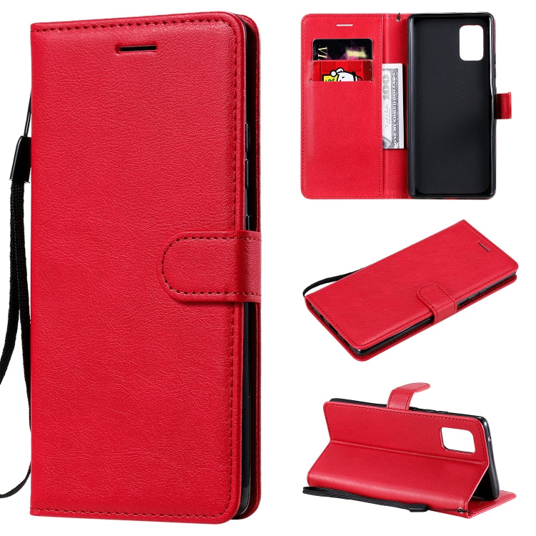 For Samsung Galaxy A71 5G Solid Color Horizontal Flip Protective Leather Case with Holder & Card Slots & Wallet & Photo Frame & Lanyard