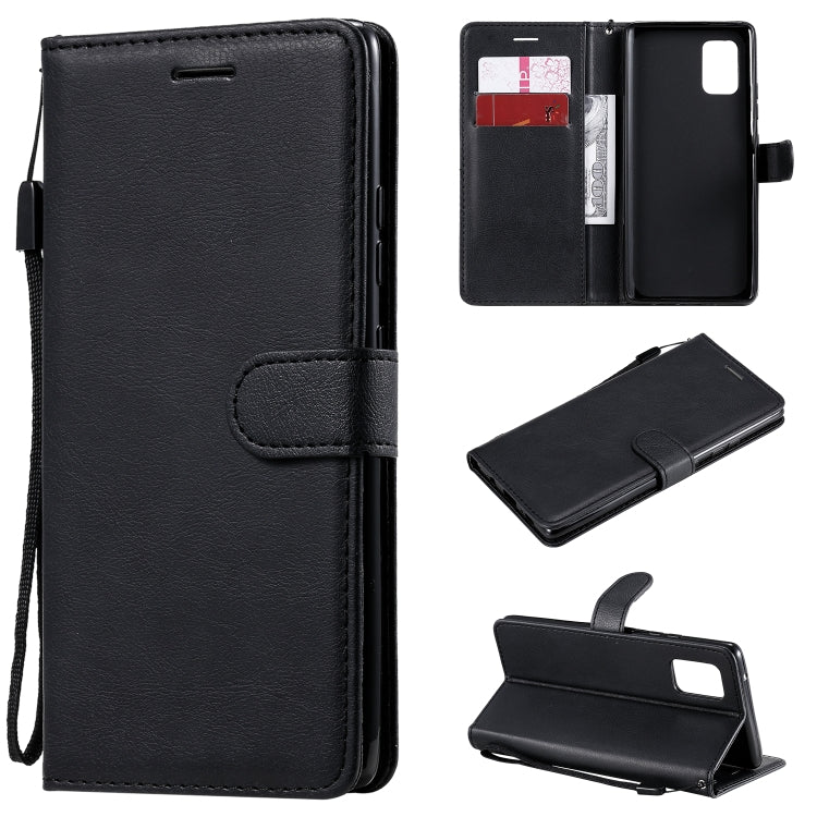 For Samsung Galaxy A71 5G Solid Color Horizontal Flip Protective Leather Case with Holder & Card Slots & Wallet & Photo Frame & Lanyard