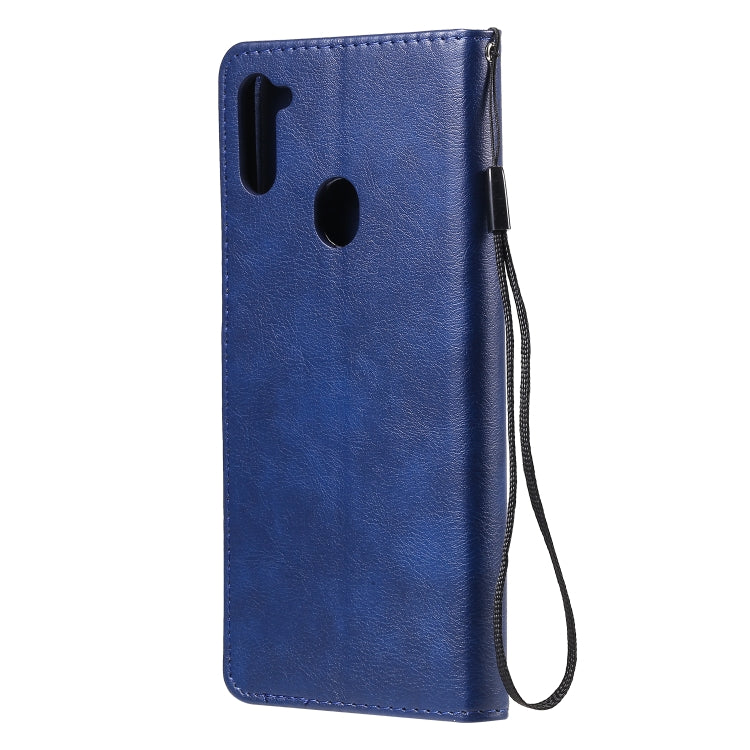 For Samsung Galaxy A11 Solid Color Horizontal Flip Protective Leather Case with Holder & Card Slots & Wallet & Photo Frame & Lanyard