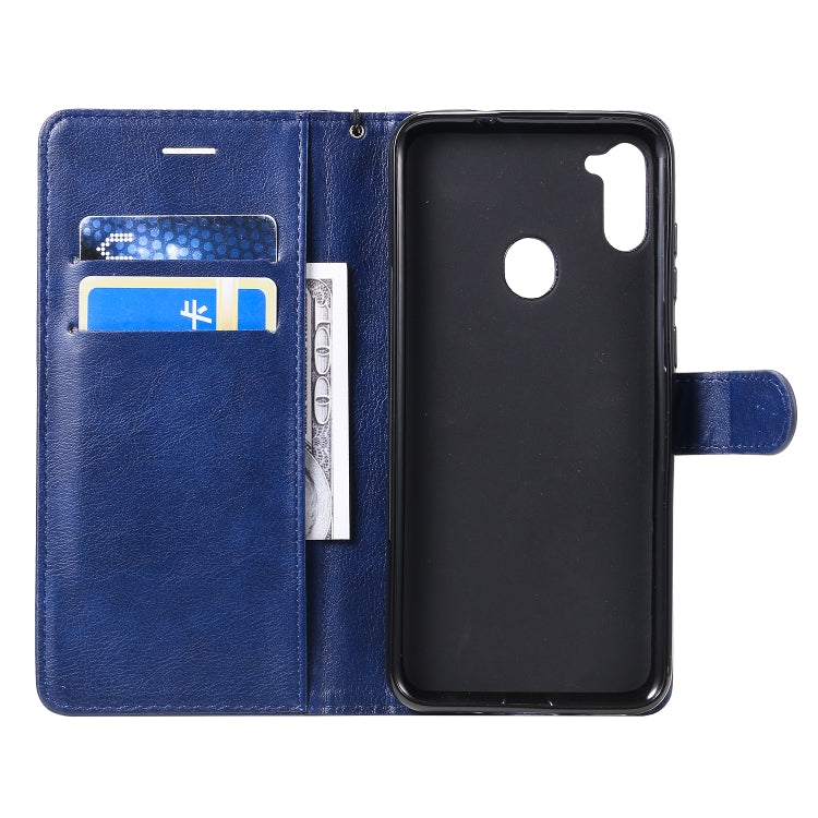 For Samsung Galaxy A11 Solid Color Horizontal Flip Protective Leather Case with Holder & Card Slots & Wallet & Photo Frame & Lanyard