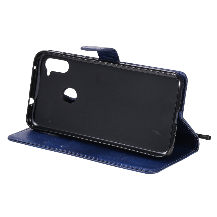 For Samsung Galaxy A11 Solid Color Horizontal Flip Protective Leather Case with Holder & Card Slots & Wallet & Photo Frame & Lanyard