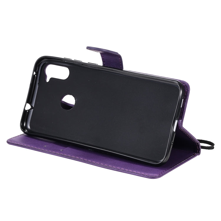 For Samsung Galaxy A11 Solid Color Horizontal Flip Protective Leather Case with Holder & Card Slots & Wallet & Photo Frame & Lanyard