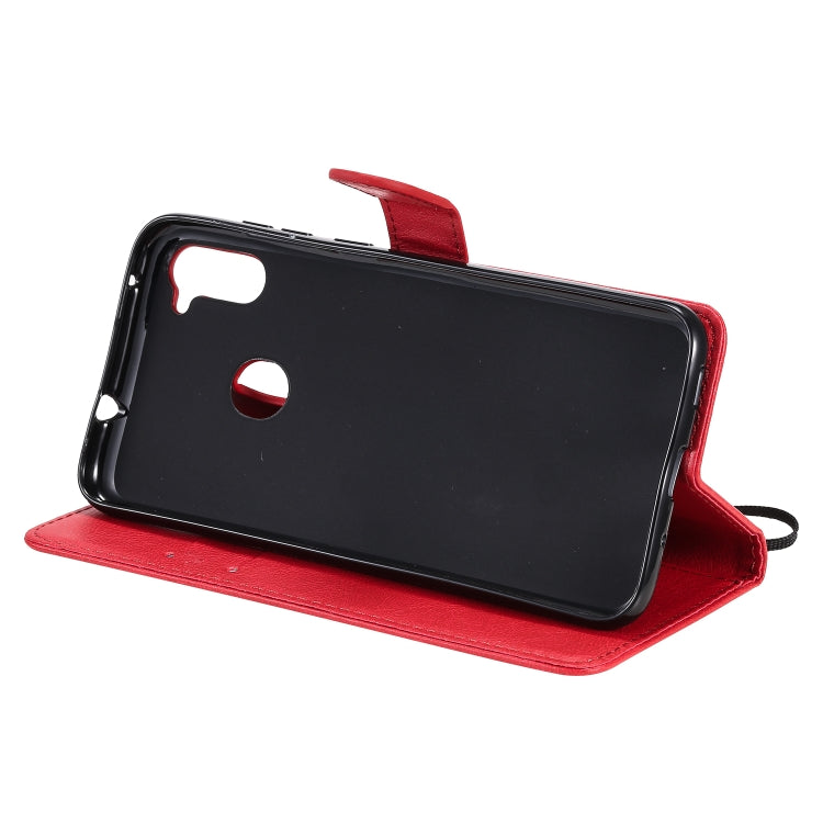 For Samsung Galaxy A11 Solid Color Horizontal Flip Protective Leather Case with Holder & Card Slots & Wallet & Photo Frame & Lanyard