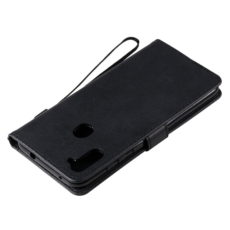 For Samsung Galaxy A11 Solid Color Horizontal Flip Protective Leather Case with Holder & Card Slots & Wallet & Photo Frame & Lanyard