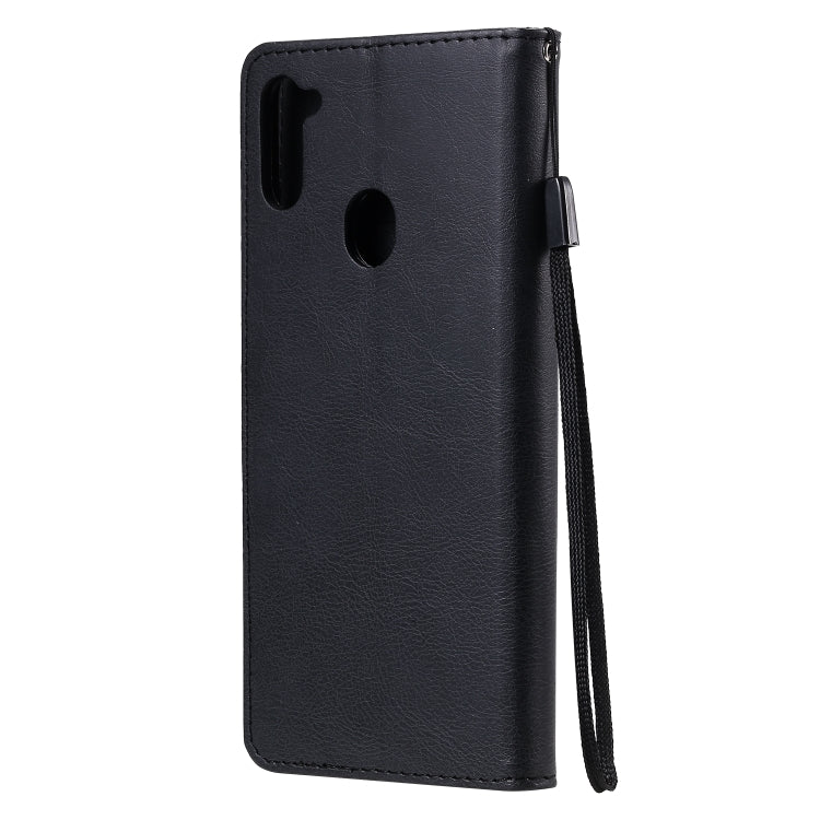 For Samsung Galaxy A11 Solid Color Horizontal Flip Protective Leather Case with Holder & Card Slots & Wallet & Photo Frame & Lanyard