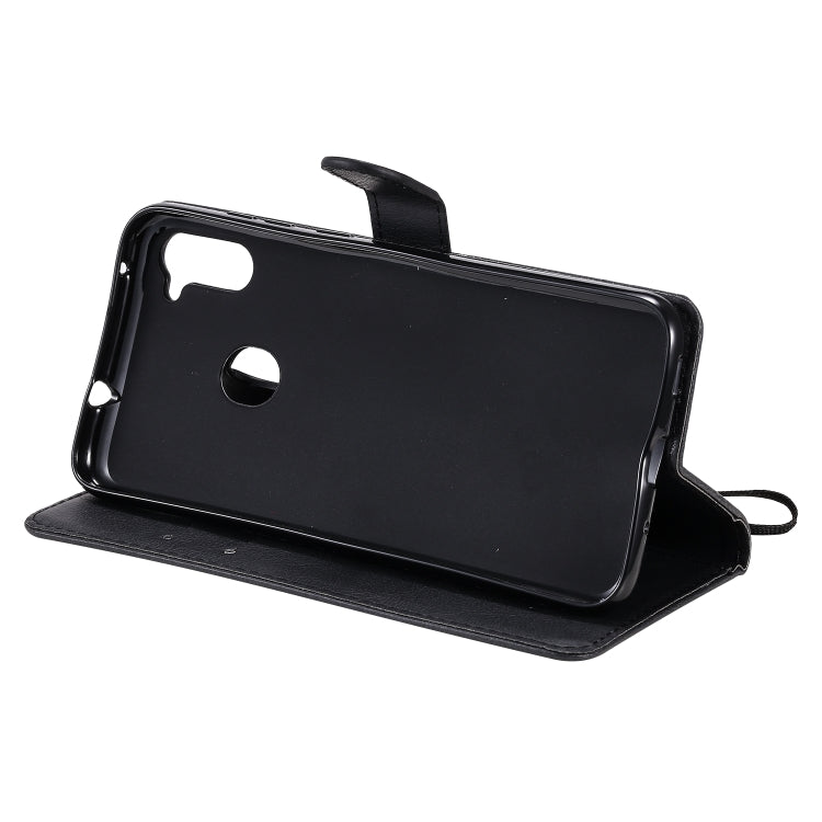 For Samsung Galaxy A11 Solid Color Horizontal Flip Protective Leather Case with Holder & Card Slots & Wallet & Photo Frame & Lanyard