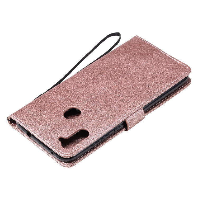 For Samsung Galaxy A11 Solid Color Horizontal Flip Protective Leather Case with Holder & Card Slots & Wallet & Photo Frame & Lanyard