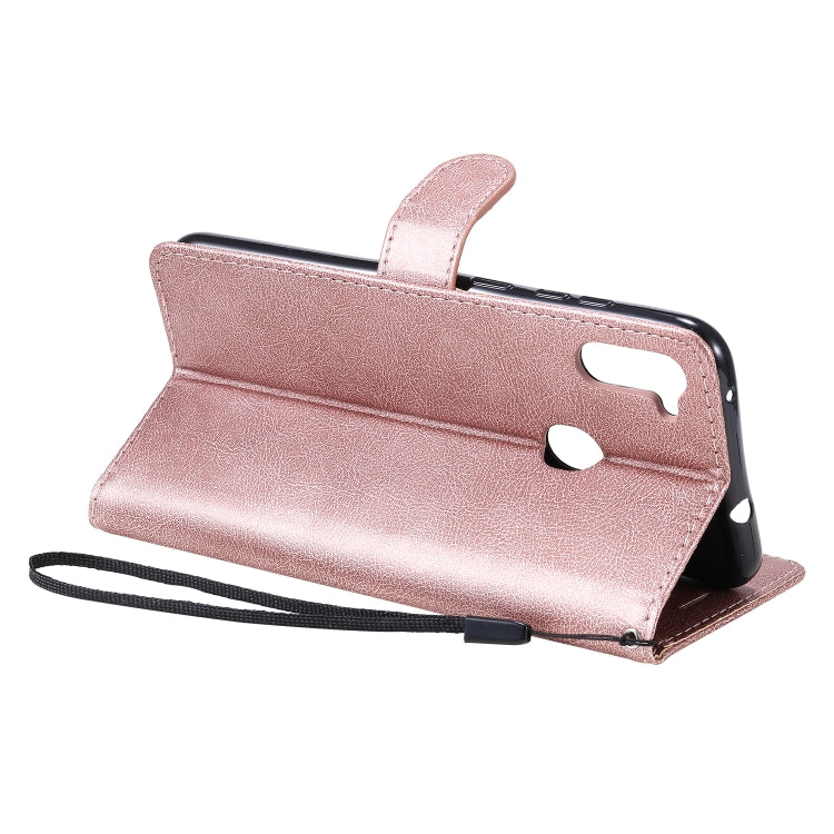 For Samsung Galaxy A11 Solid Color Horizontal Flip Protective Leather Case with Holder & Card Slots & Wallet & Photo Frame & Lanyard