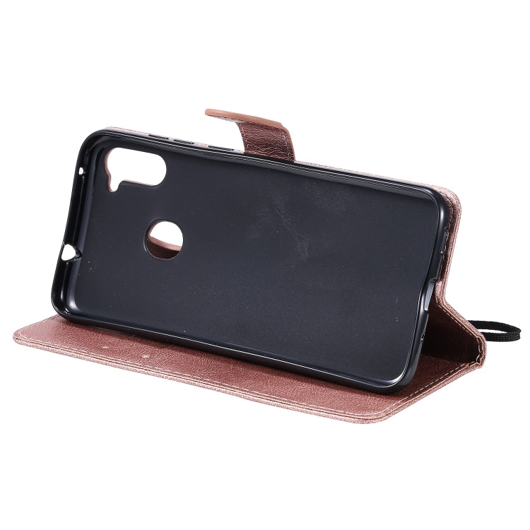 For Samsung Galaxy A11 Solid Color Horizontal Flip Protective Leather Case with Holder & Card Slots & Wallet & Photo Frame & Lanyard