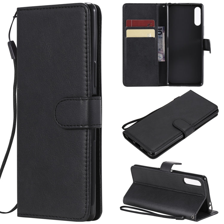 For Sony Xperia L4 Solid Color Horizontal Flip Protective Leather Case with Holder & Card Slots & Wallet & Photo Frame & Lanyard