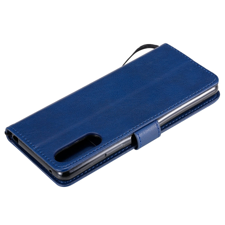 For Sony Xperia 10 II Solid Color Horizontal Flip Protective Leather Case with Holder & Card Slots & Wallet & Photo Frame & Lanyard