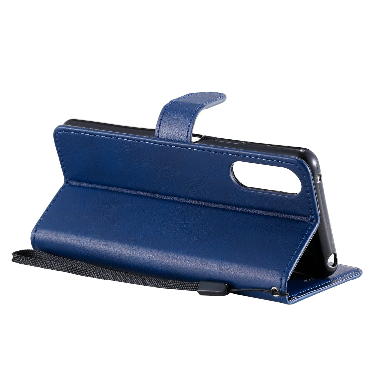 For Sony Xperia 10 II Solid Color Horizontal Flip Protective Leather Case with Holder & Card Slots & Wallet & Photo Frame & Lanyard