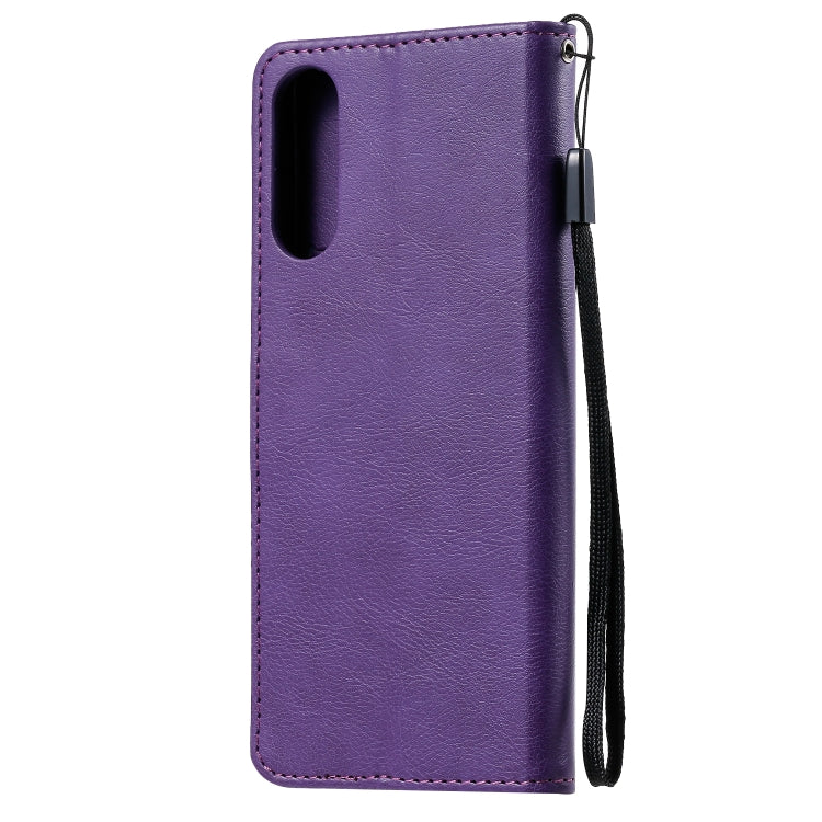 For Sony Xperia 10 II Solid Color Horizontal Flip Protective Leather Case with Holder & Card Slots & Wallet & Photo Frame & Lanyard