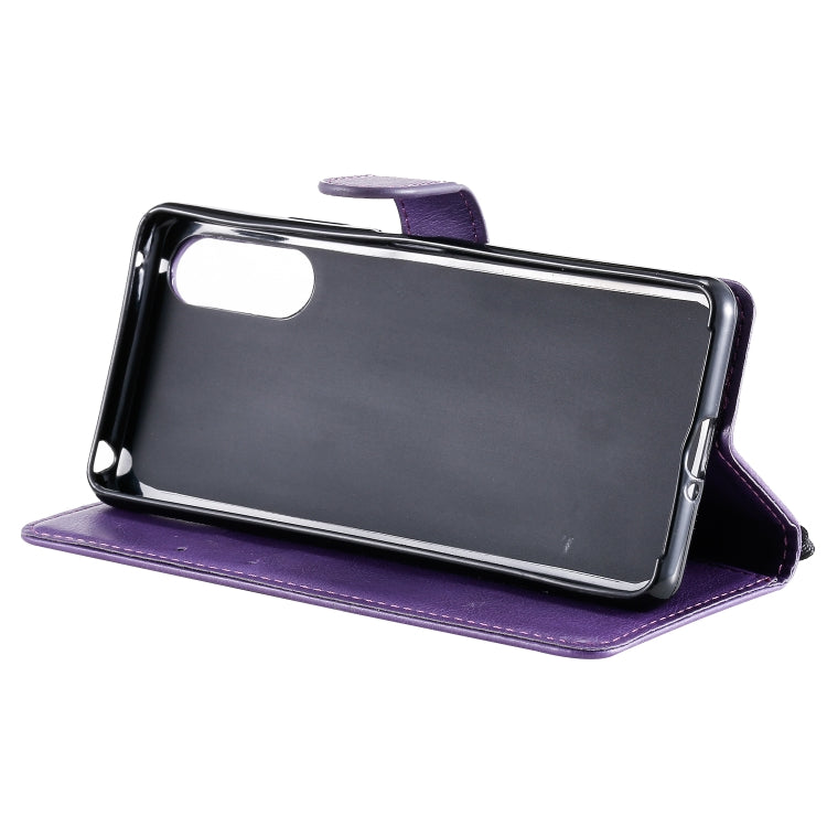 For Sony Xperia 10 II Solid Color Horizontal Flip Protective Leather Case with Holder & Card Slots & Wallet & Photo Frame & Lanyard