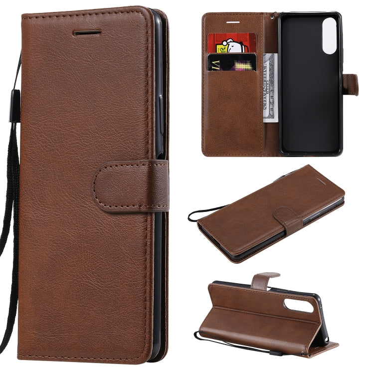 For Sony Xperia 10 II Solid Color Horizontal Flip Protective Leather Case with Holder & Card Slots & Wallet & Photo Frame & Lanyard