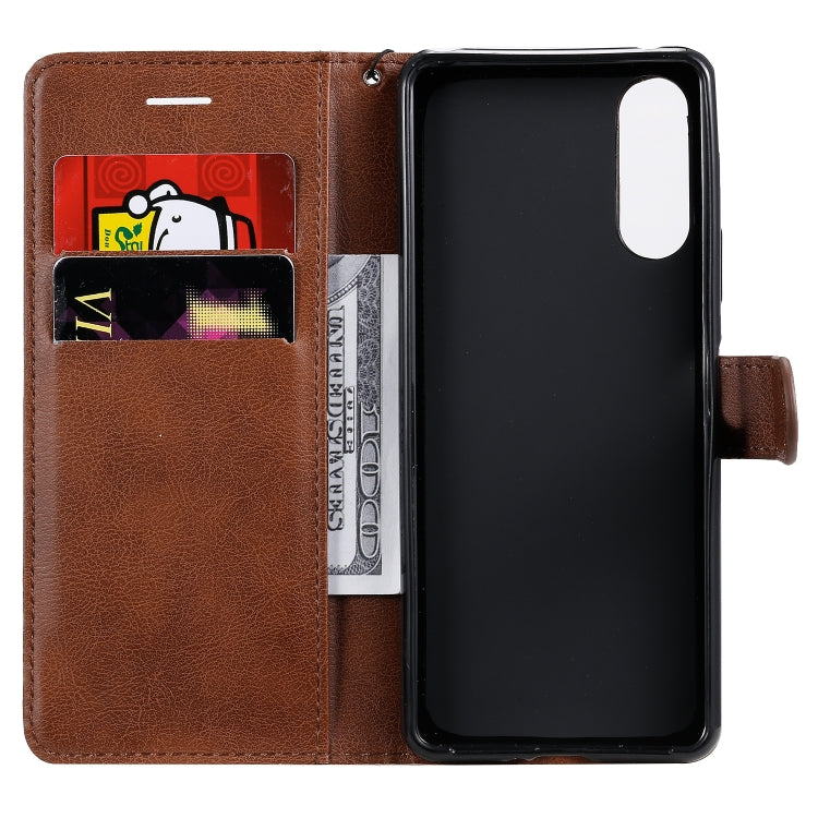 For Sony Xperia 10 II Solid Color Horizontal Flip Protective Leather Case with Holder & Card Slots & Wallet & Photo Frame & Lanyard