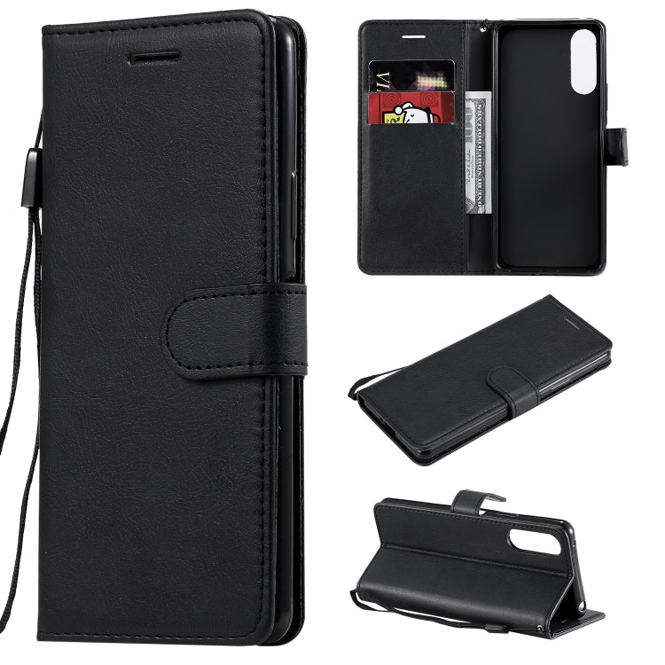 For Sony Xperia 10 II Solid Color Horizontal Flip Protective Leather Case with Holder & Card Slots & Wallet & Photo Frame & Lanyard