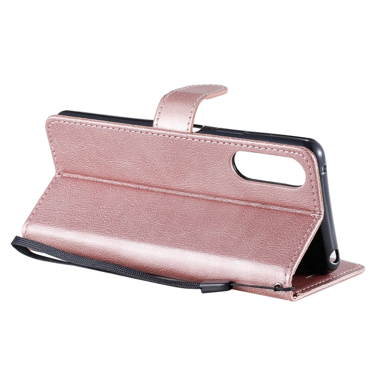 For Sony Xperia 10 II Solid Color Horizontal Flip Protective Leather Case with Holder & Card Slots & Wallet & Photo Frame & Lanyard