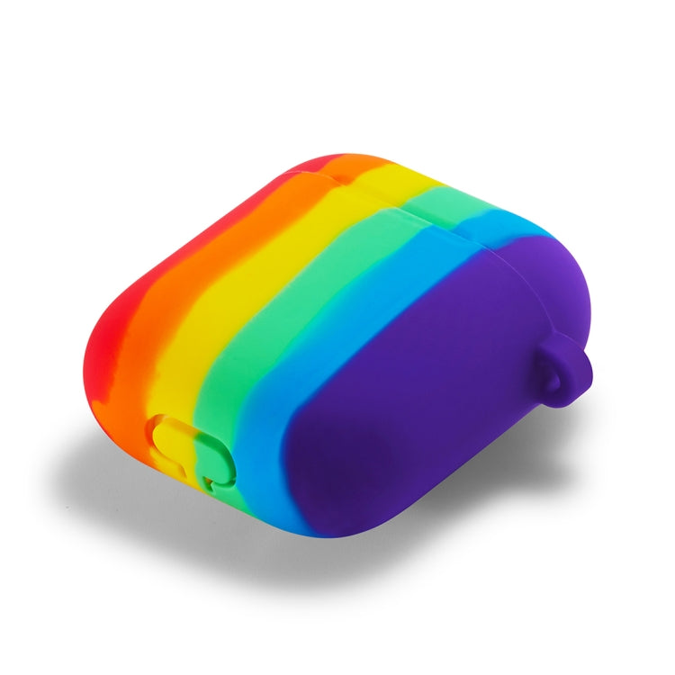 For AirPods 1 / 2 Rainbow Color Earphone Protective Case with Hook