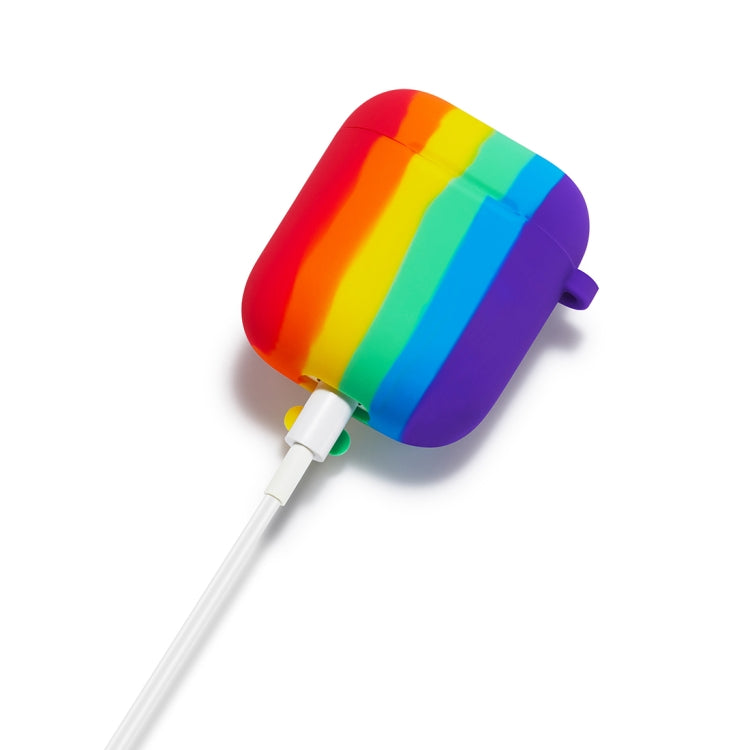 For AirPods 1 / 2 Rainbow Color Earphone Protective Case with Hook