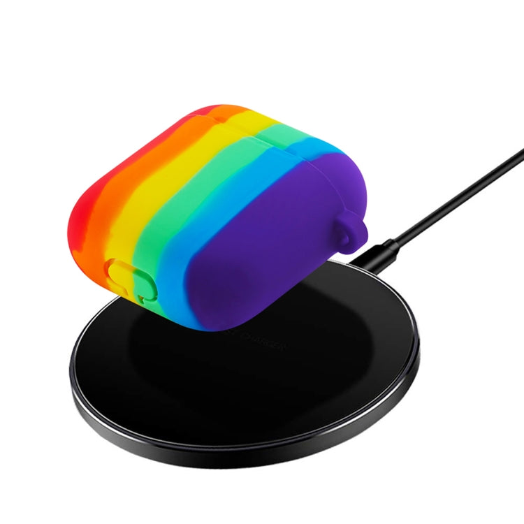 For AirPods 1 / 2 Rainbow Color Earphone Protective Case with Hook