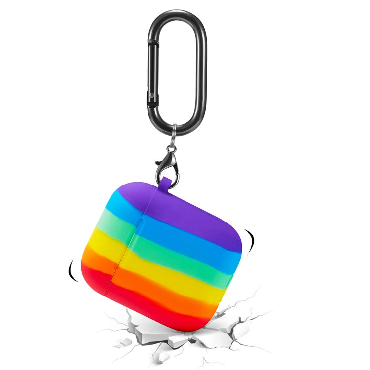 For AirPods 1 / 2 Rainbow Color Earphone Protective Case with Hook