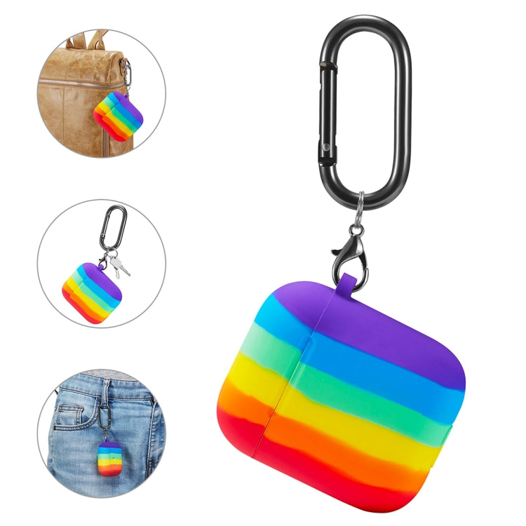 For AirPods 1 / 2 Rainbow Color Earphone Protective Case with Hook