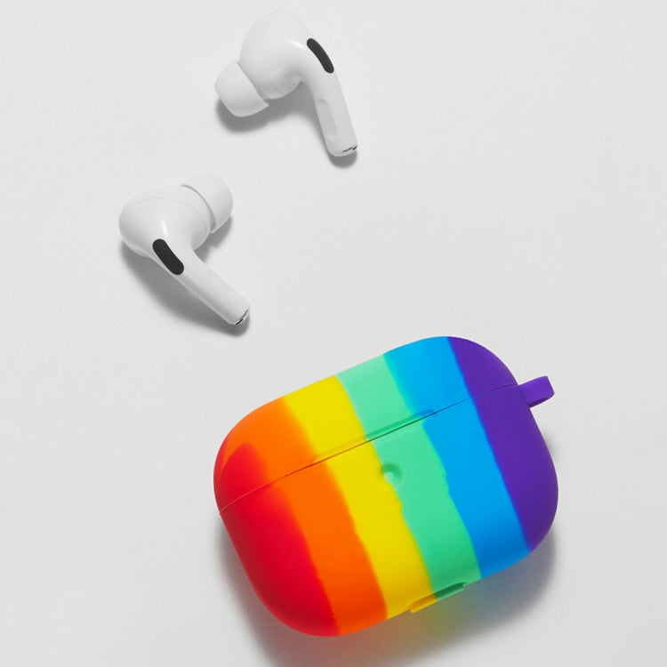 For AirPods Pro Rainbow Color Earphone Protective Case with Hook