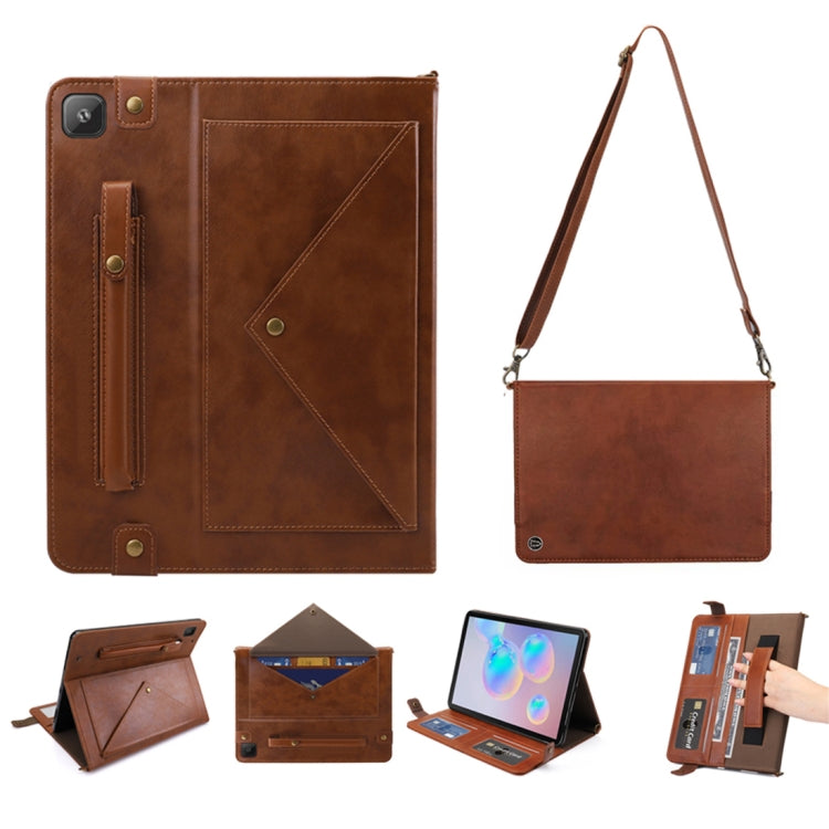 For Samsung Galaxy S6 Lite P610/615 Envelope Horizontal Flip PU Leather Case with Card Slots & Pen Slots & Holder & Wallet & Photo Frame & Shoulder Strap