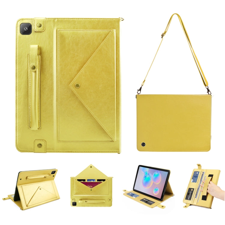 For Samsung Galaxy S6 Lite P610/615 Envelope Horizontal Flip PU Leather Case with Card Slots & Pen Slots & Holder & Wallet & Photo Frame & Shoulder Strap