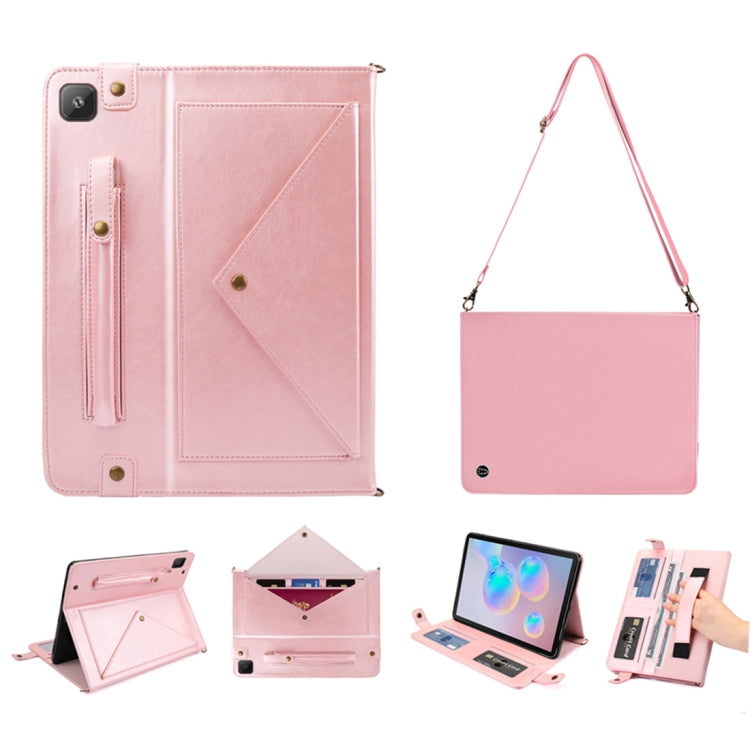 For Samsung Galaxy S6 Lite P610/615 Envelope Horizontal Flip PU Leather Case with Card Slots & Pen Slots & Holder & Wallet & Photo Frame & Shoulder Strap