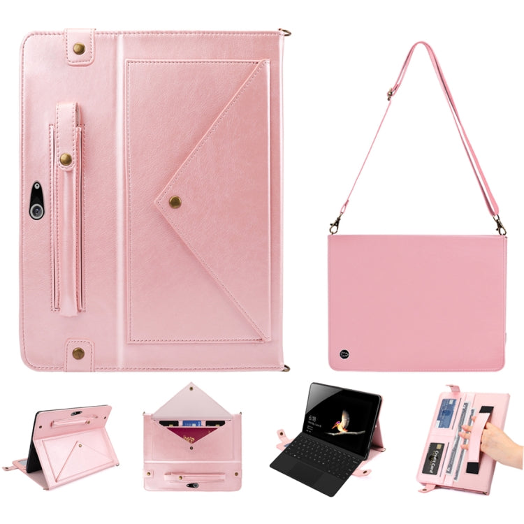 For Microsoft Surface Go 10.1 inch Envelope Horizontal Flip PU Leather Case with Card Slots & Pen Slots & Holder & Wallet & Photo Frame & Shoulder Strap