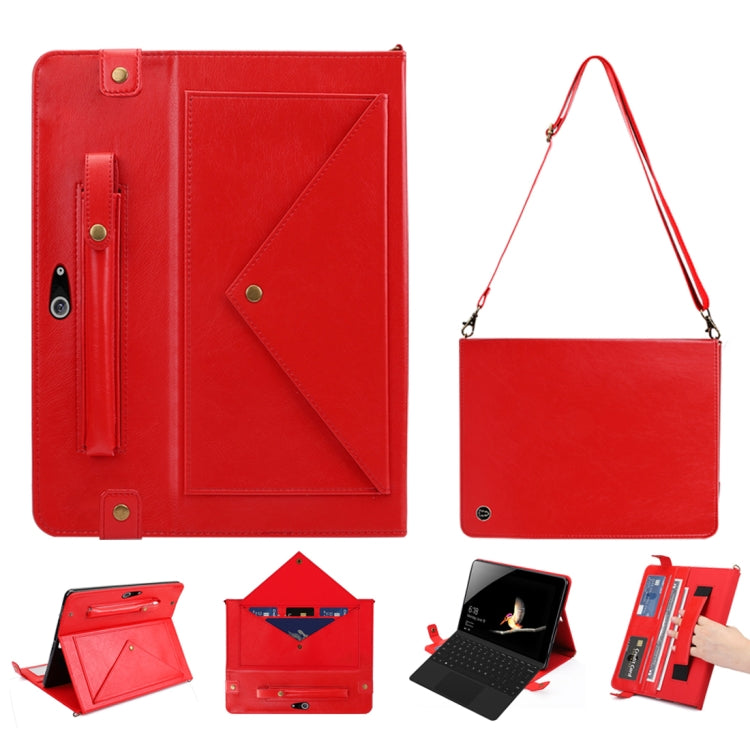 For Microsoft Surface Go 10.1 inch Envelope Horizontal Flip PU Leather Case with Card Slots & Pen Slots & Holder & Wallet & Photo Frame & Shoulder Strap