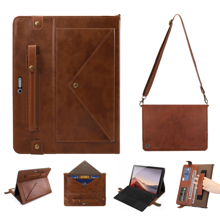 For Microsoft Surface Pro 4 / 5 / 6 / 7 Envelope Horizontal Flip PU Leather Case with Card Slots & Pen Slots & Holder & Wallet & Photo Frame & Shoulder Strap