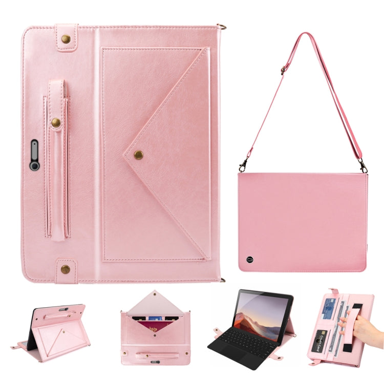 For Microsoft Surface Pro 4 / 5 / 6 / 7 Envelope Horizontal Flip PU Leather Case with Card Slots & Pen Slots & Holder & Wallet & Photo Frame & Shoulder Strap