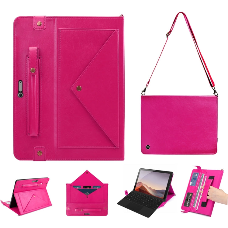 For Microsoft Surface Pro 4 / 5 / 6 / 7 Envelope Horizontal Flip PU Leather Case with Card Slots & Pen Slots & Holder & Wallet & Photo Frame & Shoulder Strap