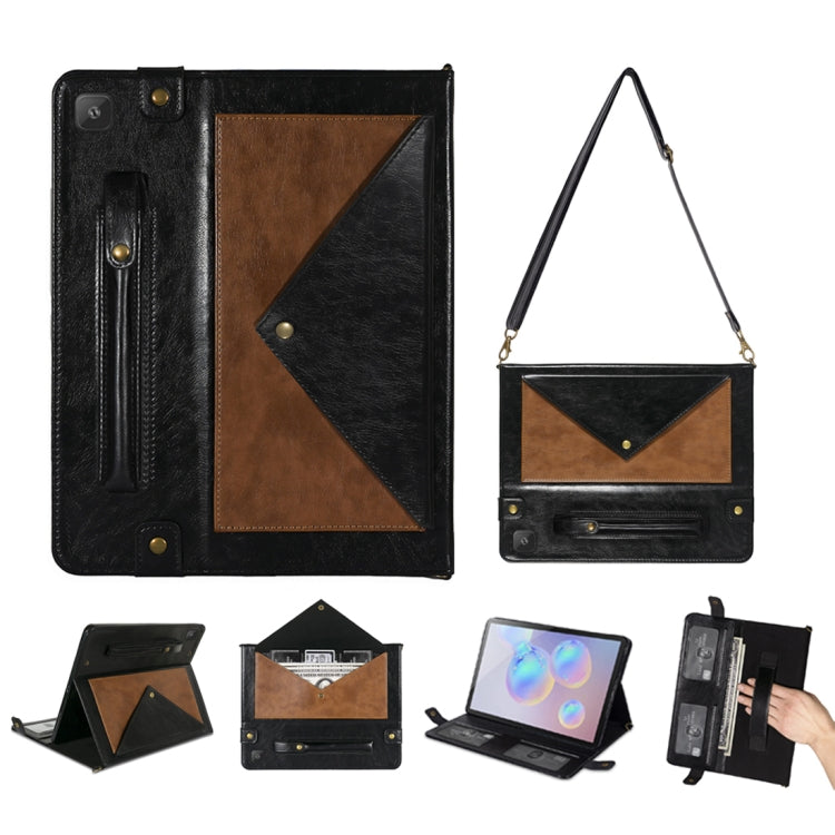 For Samsung Galaxy S6 Lite P610/615 Envelope Color Matching Horizontal Flip PU Leather Case with Card Slots & Pen Slots & Holder & Wallet & Photo Frame & Shoulder Strap