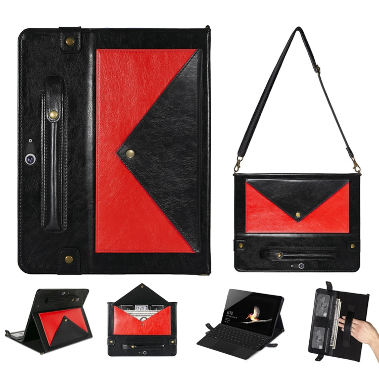 For Microsoft Surface Go 10.1 inch Envelope Color Matching Horizontal Flip PU Leather Case with Card Slots & Pen Slots & Holder & Wallet & Photo Frame & Shoulder Strap