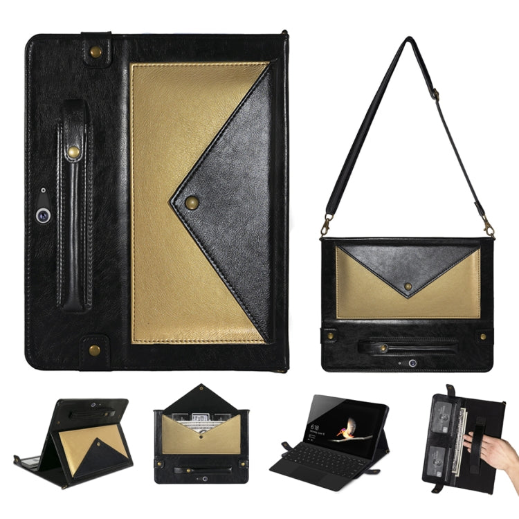 For Microsoft Surface Go 10.1 inch Envelope Color Matching Horizontal Flip PU Leather Case with Card Slots & Pen Slots & Holder & Wallet & Photo Frame & Shoulder Strap