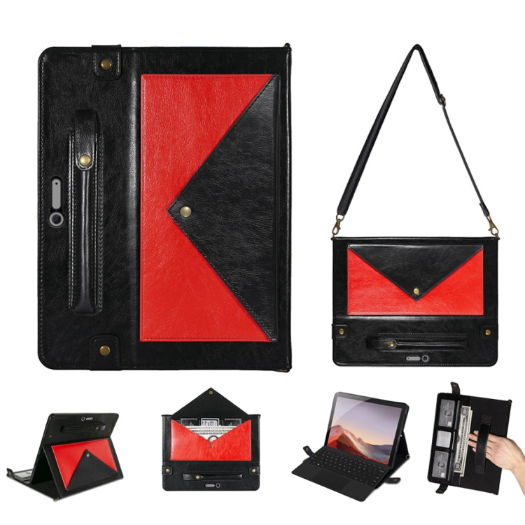 For Microsoft Surface Pro 4 / 5 / 6 / 7 Envelope Color Matching Horizontal Flip PU Leather Case with Card Slots & Pen Slots & Holder & Wallet & Photo Frame & Shoulder Strap