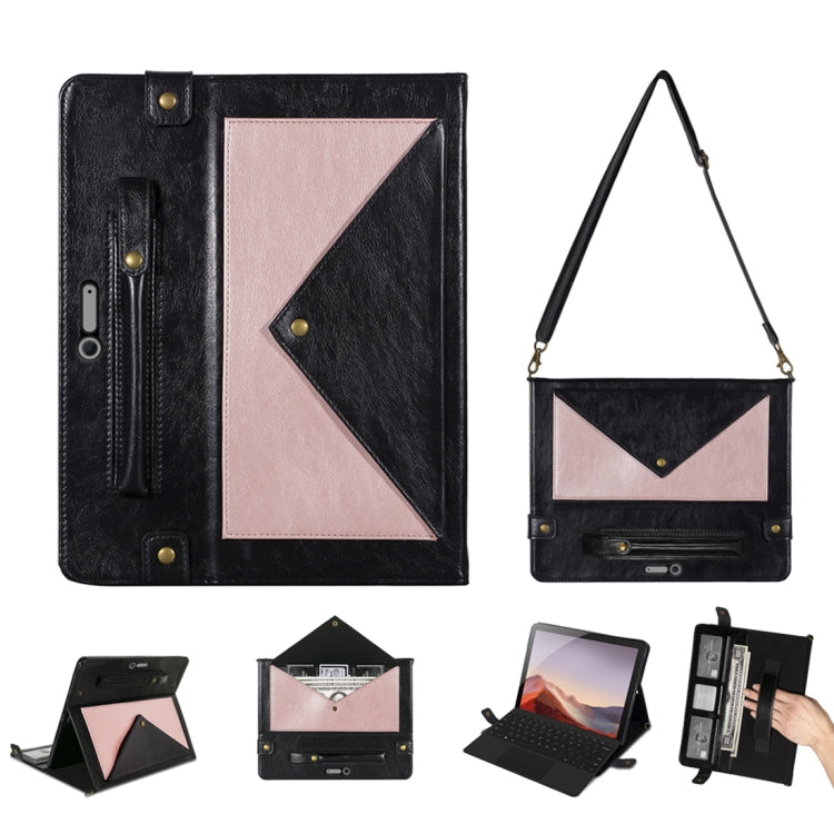 For Microsoft Surface Pro 4 / 5 / 6 / 7 Envelope Color Matching Horizontal Flip PU Leather Case with Card Slots & Pen Slots & Holder & Wallet & Photo Frame & Shoulder Strap
